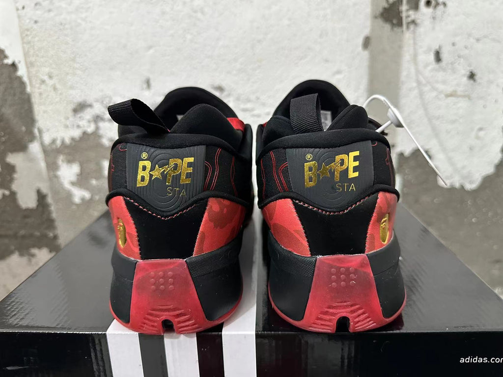 BAPE x adidas Basketball Shoes in Red and Black