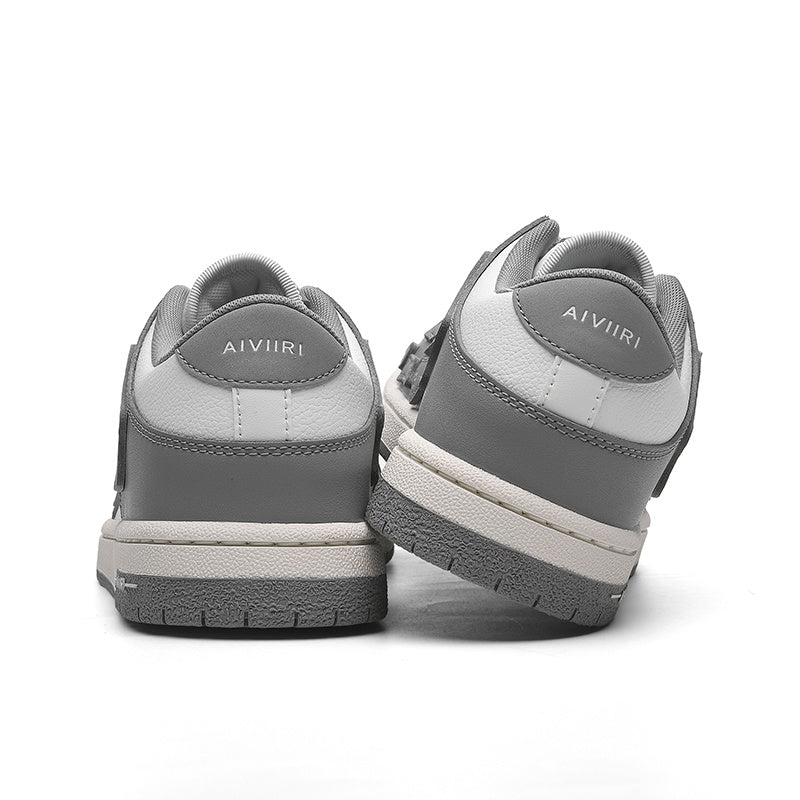 AIVIIRI Gray and White Low-Top Sneakers MFS003-043