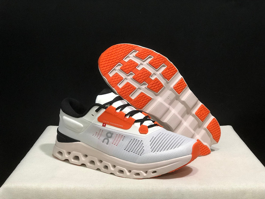 On Cloudstratus 3 Running Shoes in White and Orange