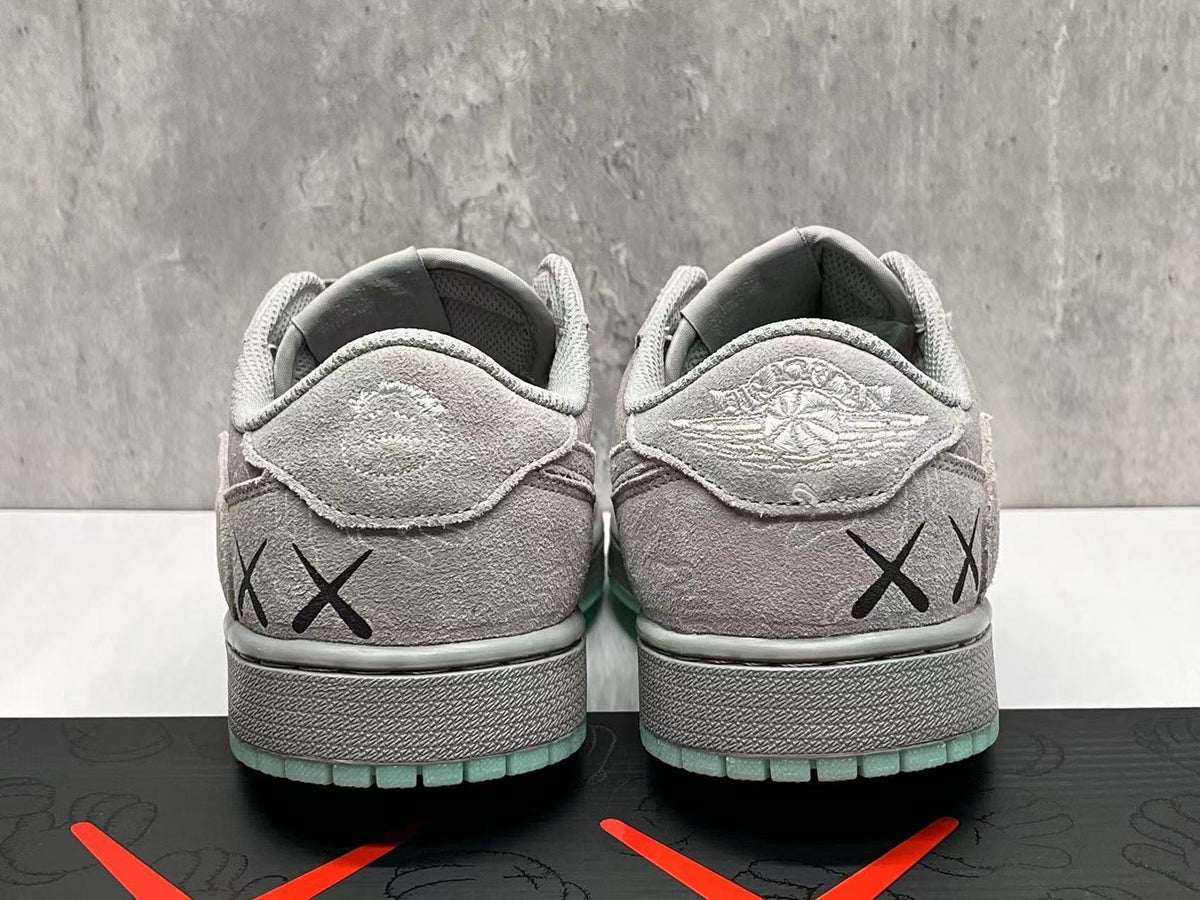 Jordan 1 Low Cool Grey Sneakers with Mint Green Sole