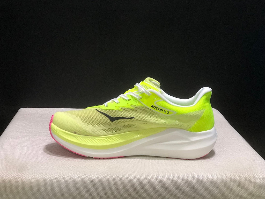 HOKA Rocket X 3 Running Shoes in Neon Yellow and Pink