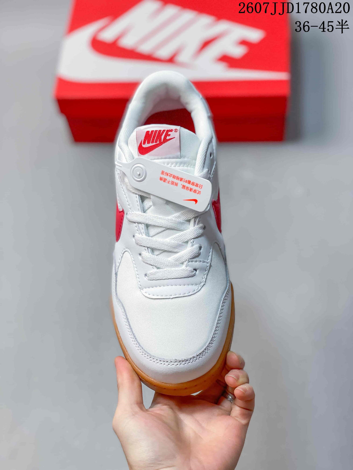 Nike Terra Manta Suede Sneakers White Red Gum Sole