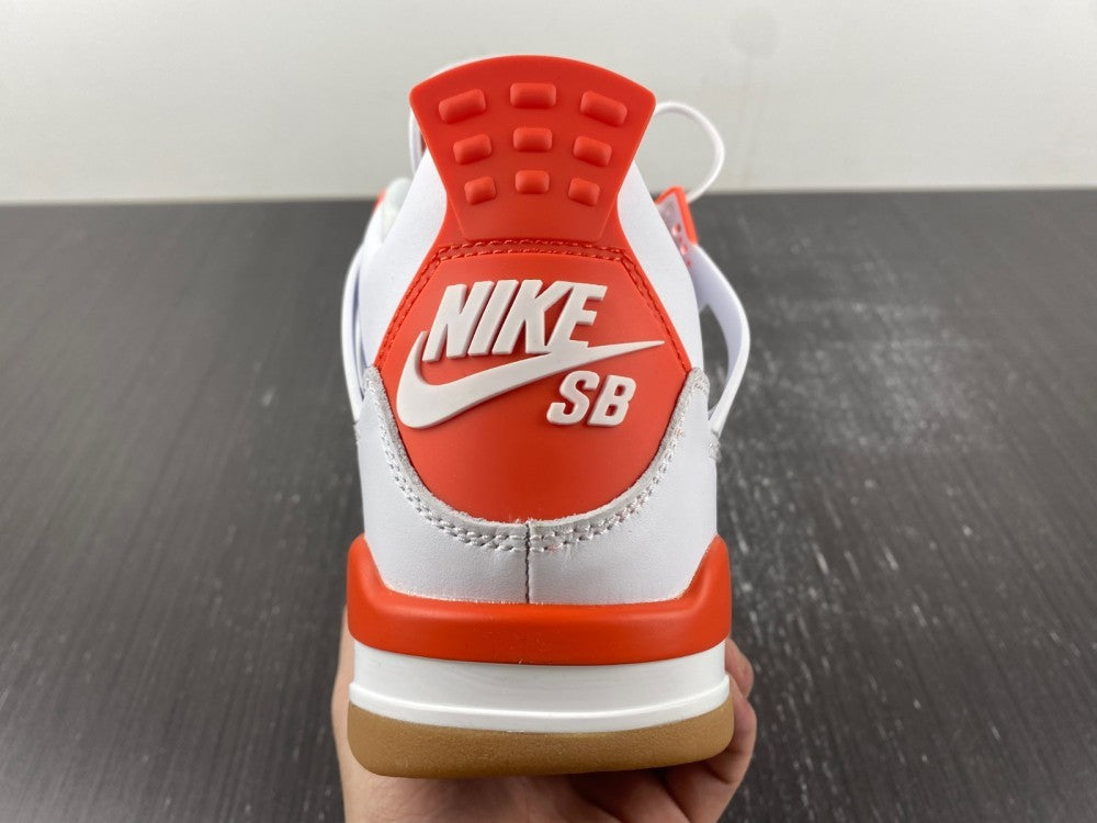 Nike SB x Air Jordan 4 White and Orange Sneakers DR5415-108