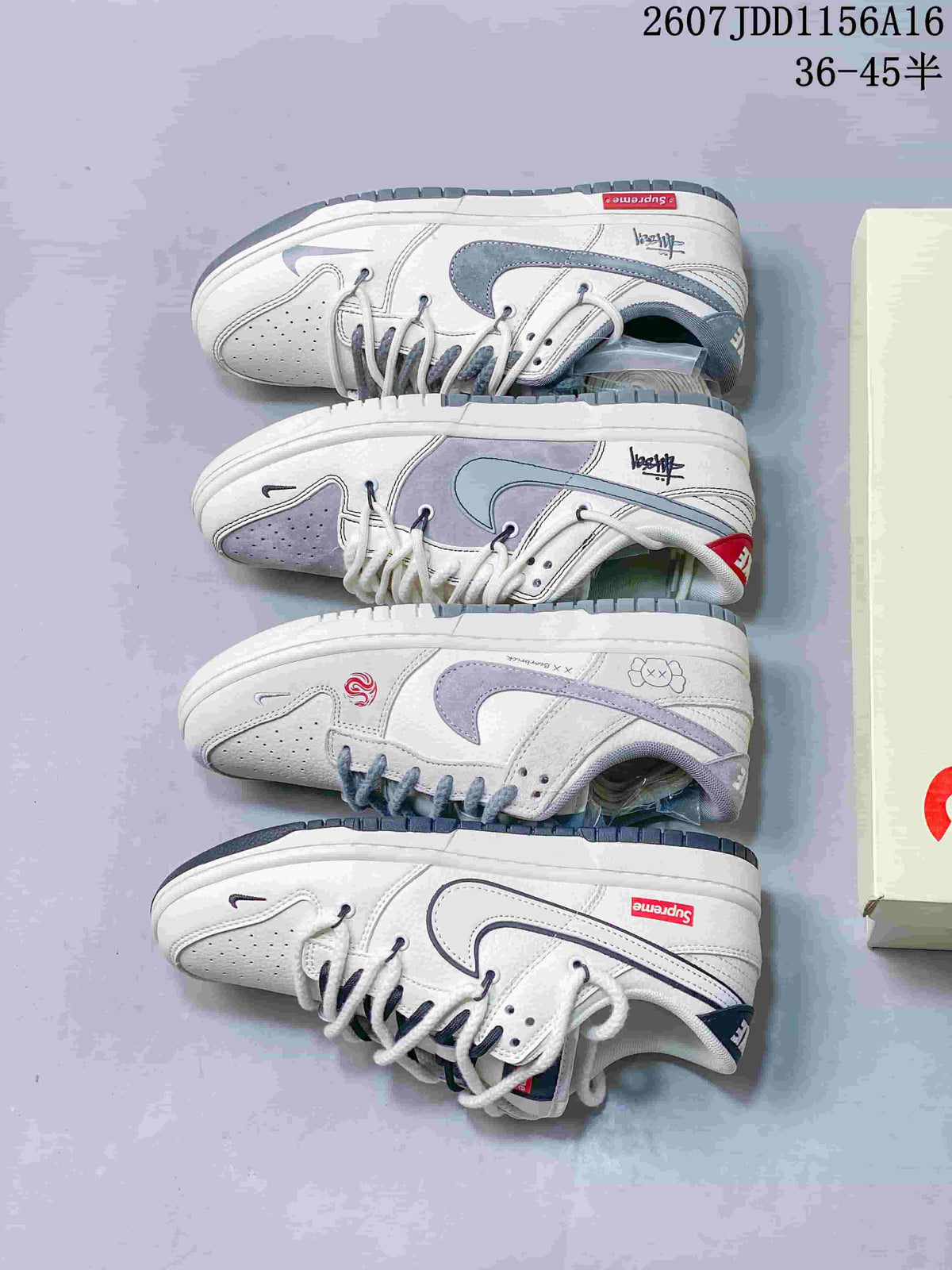 Nike SB Dunk Low Supreme-Style White Grey Sneakers