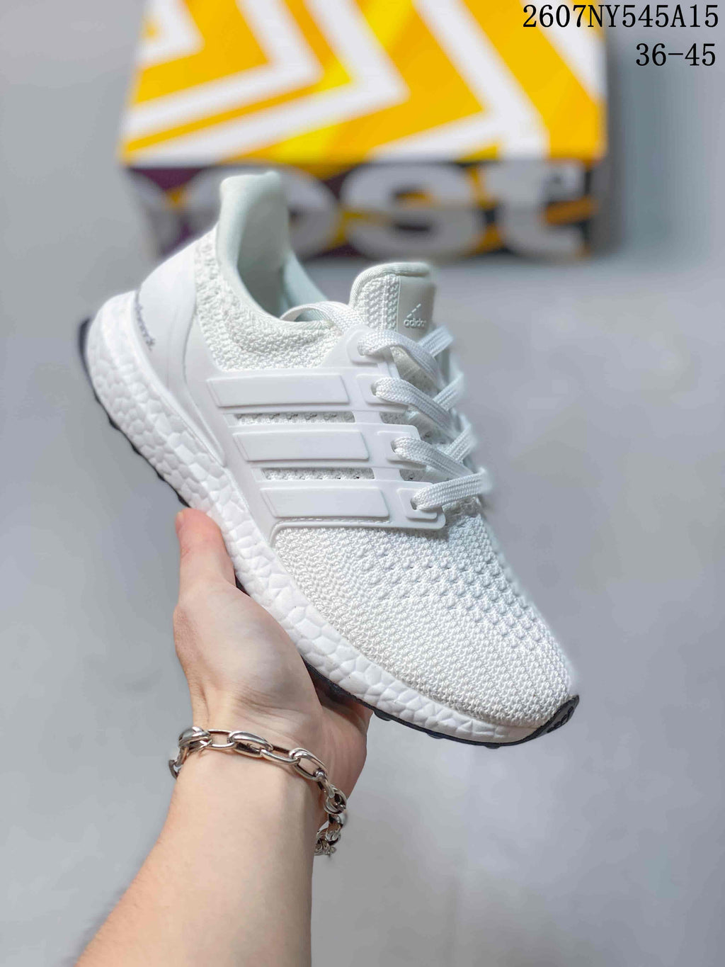 Adidas Ultraboost Light Knit Sneakers White and Dark Gray