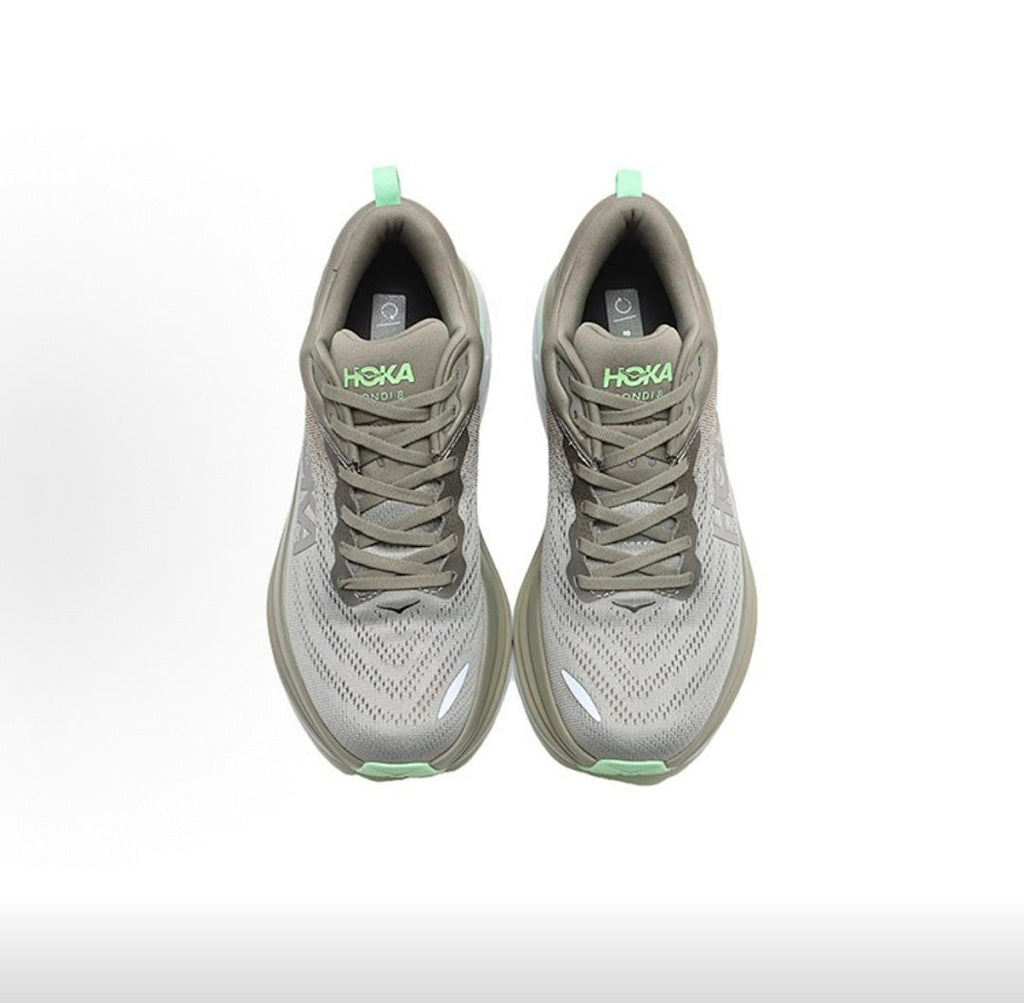 HOKA Bondi 8 Sneakers in Green and Silver