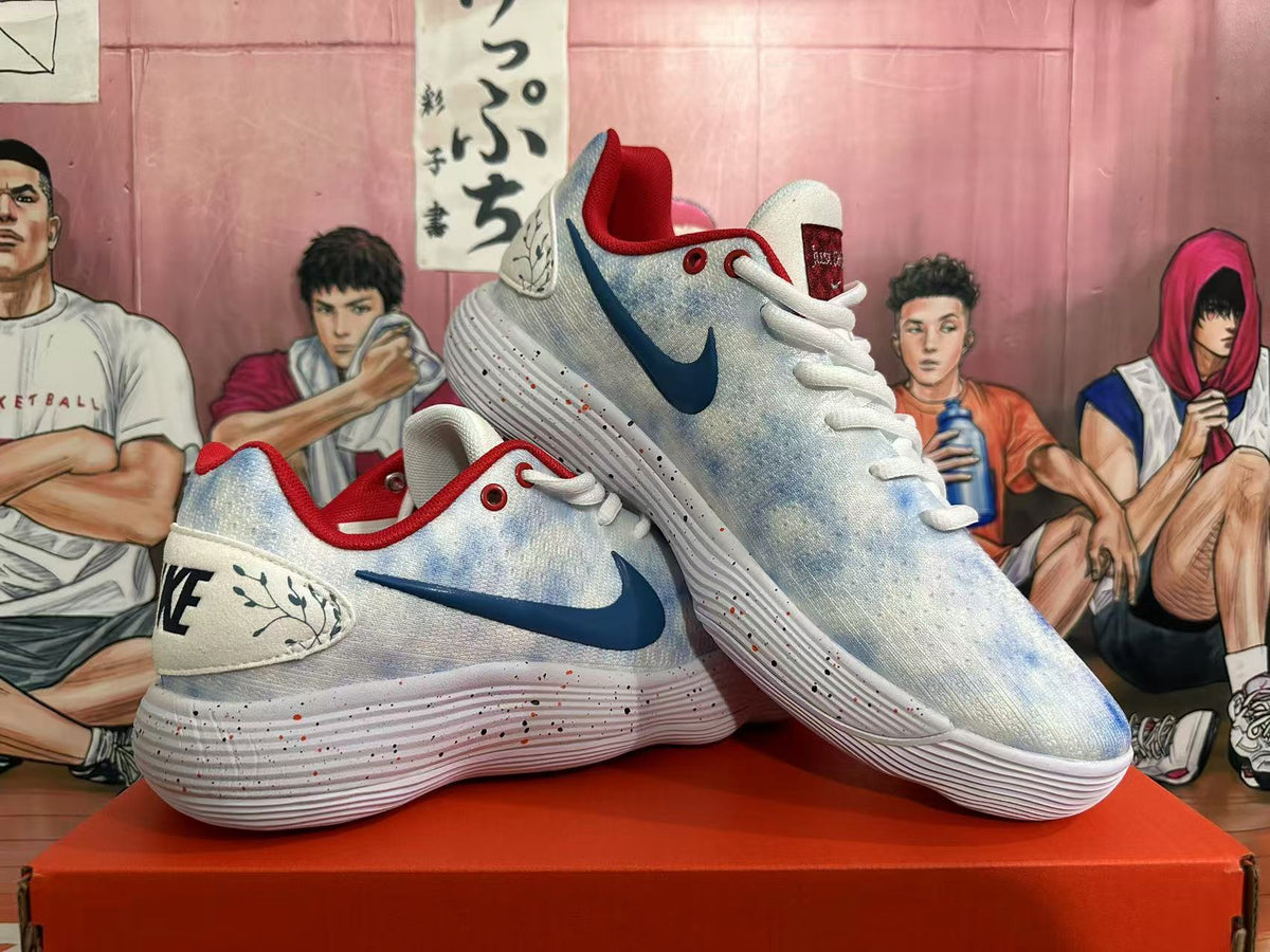 Nike Basketball Sneakers in White, Blue and Red
