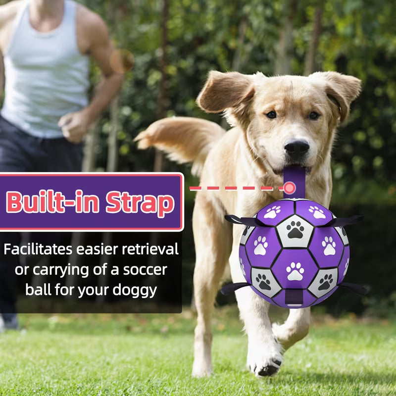 Interactive Dog Soccer Ball with Handle Strap – Indoor & Outdoor Tug of War Toy for Small, Medium & Large Dogs