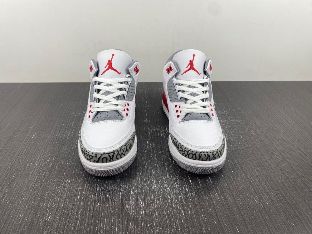 Air Jordan 3 White Grey Red Graphic Sneakers