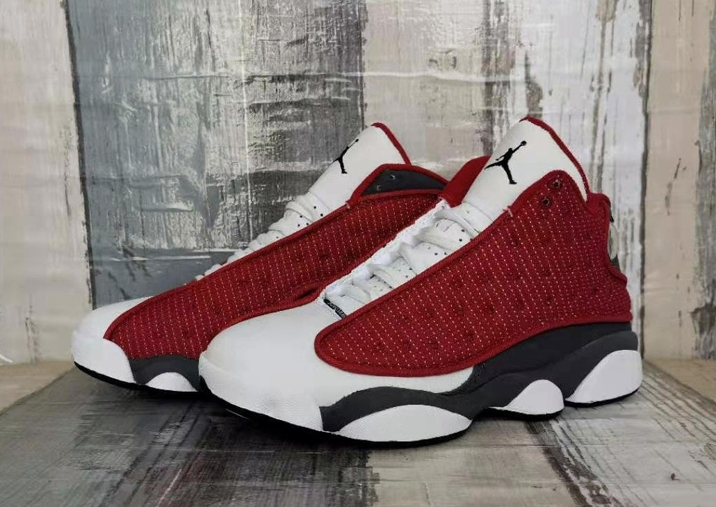 Jordan 13 White, Grey and Red Men's Sneakers