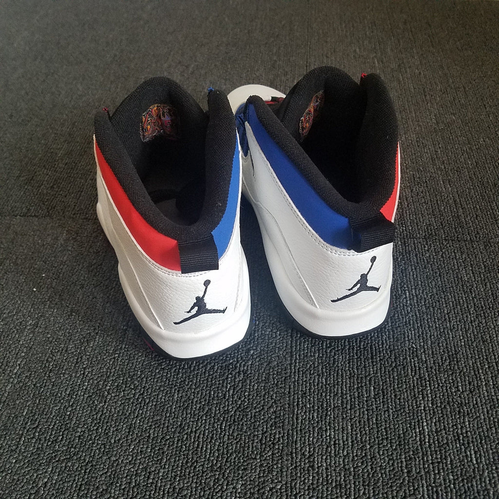 Air Jordan 10 Mismatch High-Top Sneakers White Red Blue