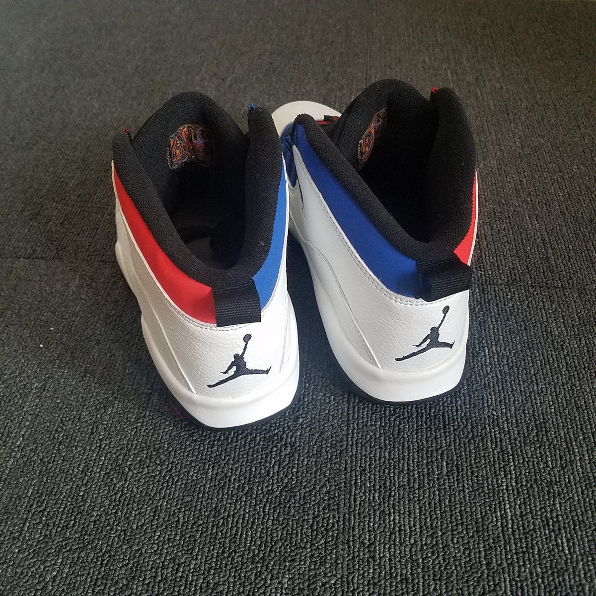 Air Jordan 10 Mismatch High-Top Sneakers White Red Blue