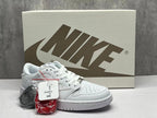Jordan 1 Low White Sneaker with Swoosh Detail
