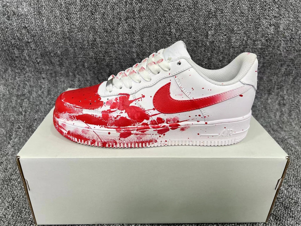 Nike Air Force 1 Low White Red Splatter Sneakers DD8959-100