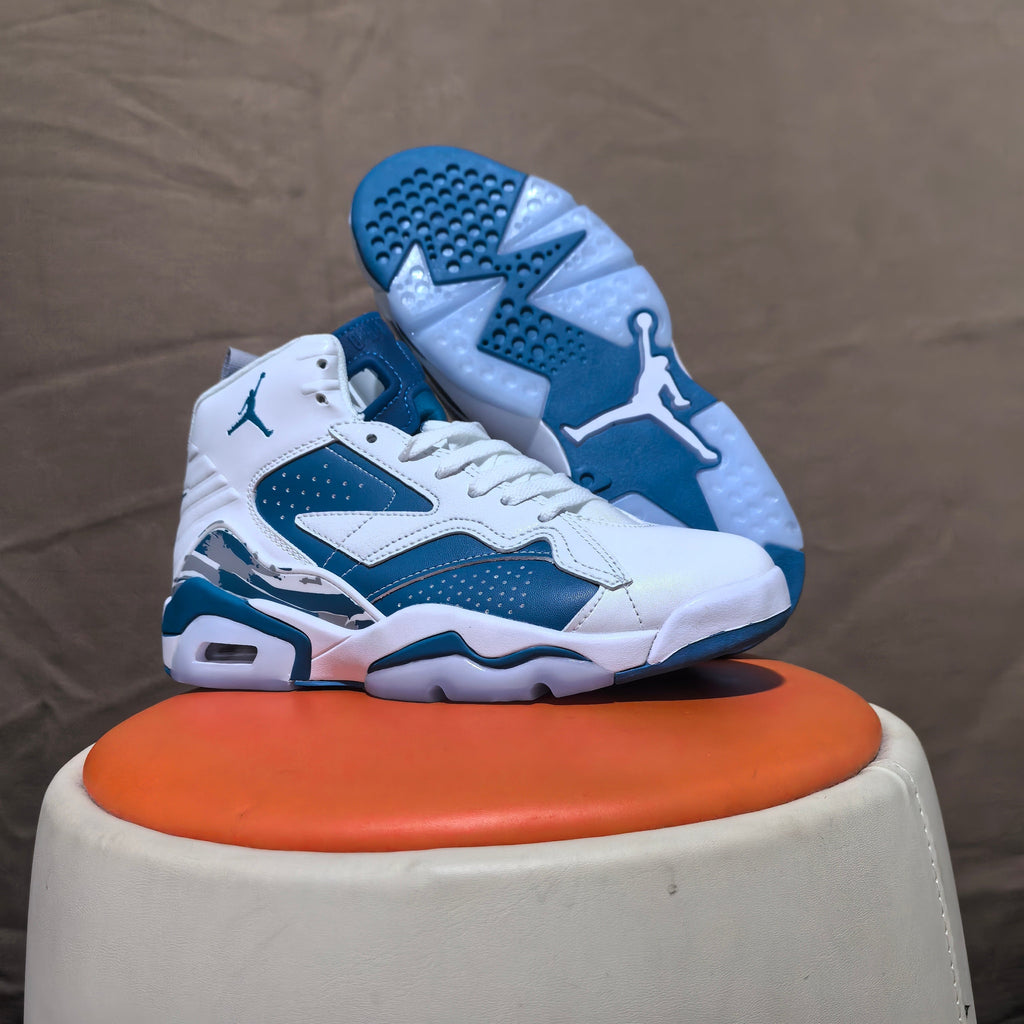 Jordan 6 Retro White and Blue High-Top Sneakers