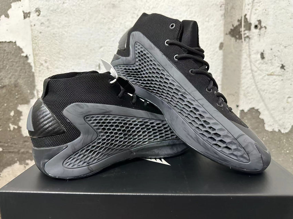 Black High-Top Basketball Sneakers with Textured Side Panels