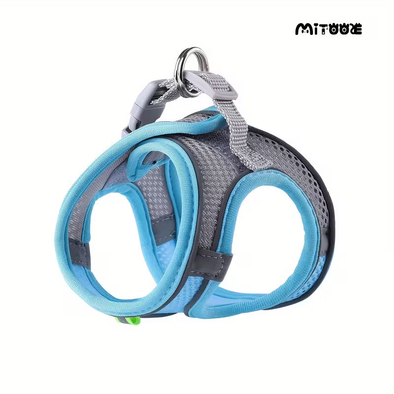 Escape-Proof Mesh Harness Vest for Small Dogs & Cats – Soft Breathable Reflective Adjustable Walking Jacket