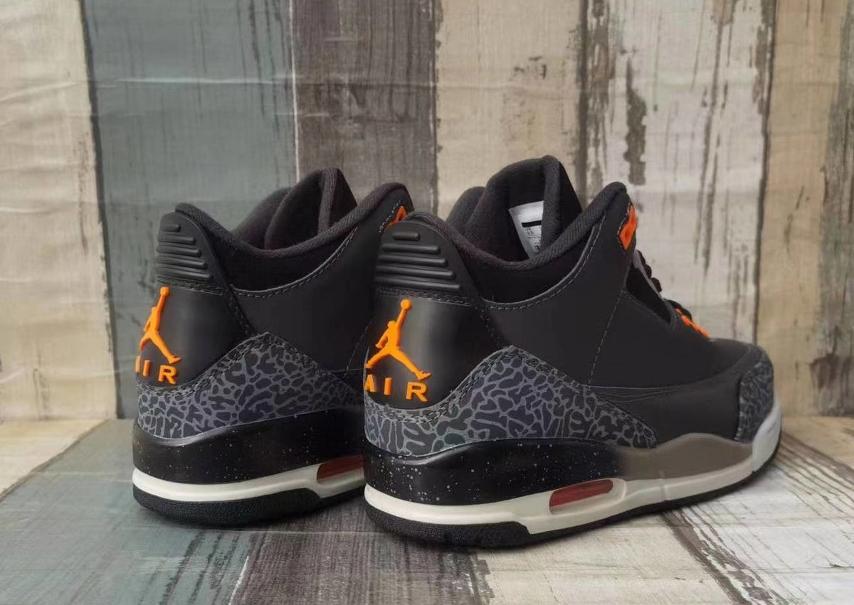 Jordan 3 Grey and Orange Men's Sneakers