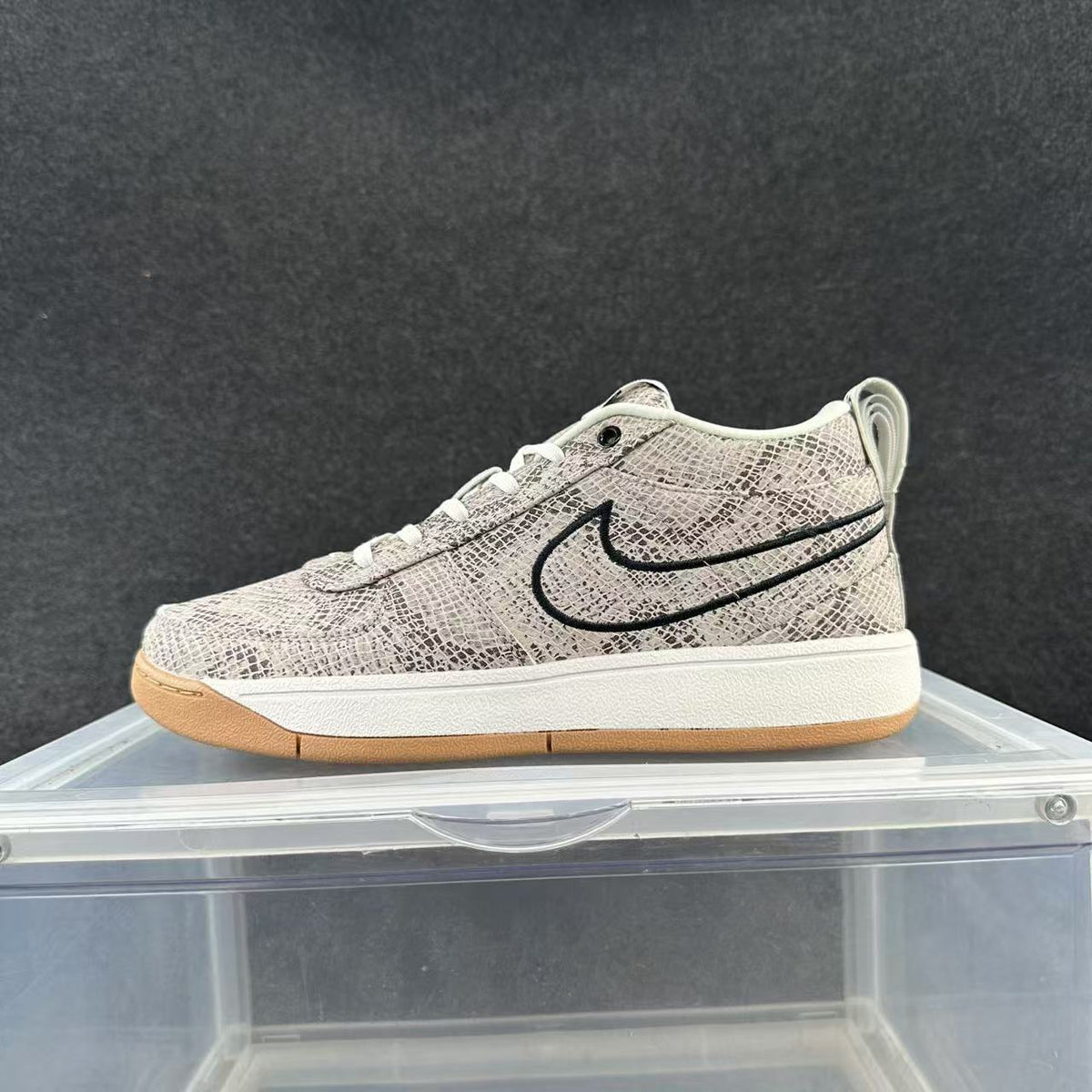 Nike Grey Snake-Print Low-Top Sneakers