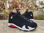 Jordan 14 Black, White and Red Basketball Sneakers