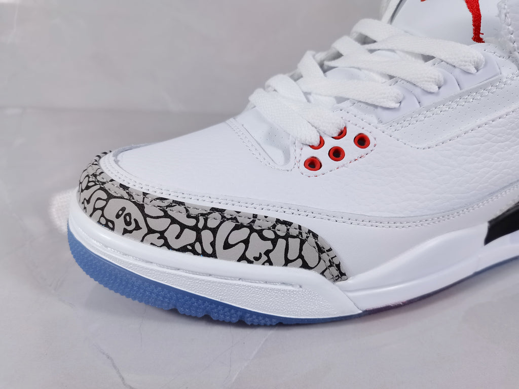 Jordan Air Jordan 3 Retro White Red Elephant Print Sneakers