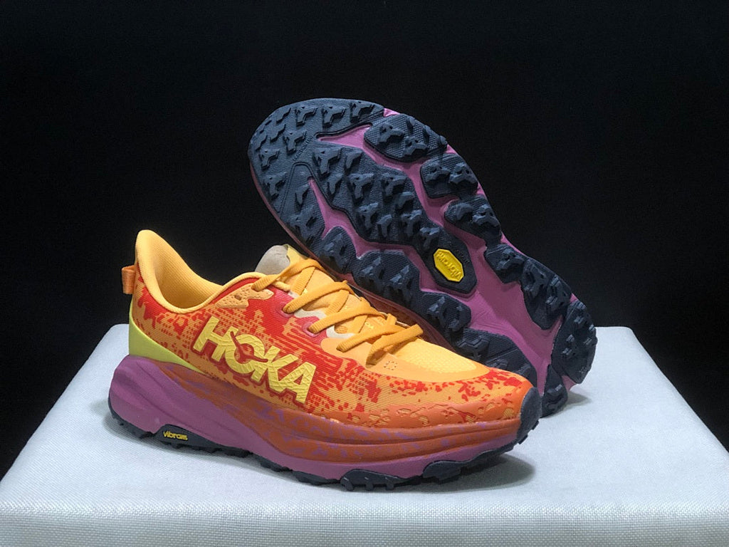 HOKA Speedgoat 6 Trail Running Shoes, Orange and Yellow