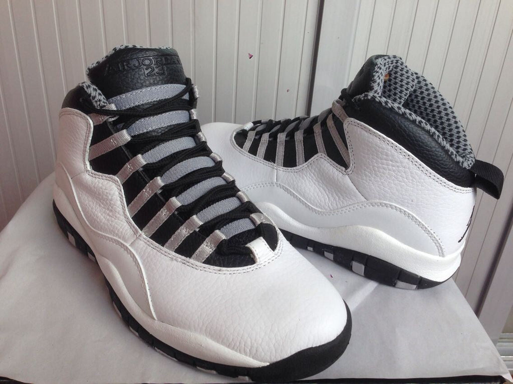 Air Jordan 10 High-Top Sneakers in White and Black