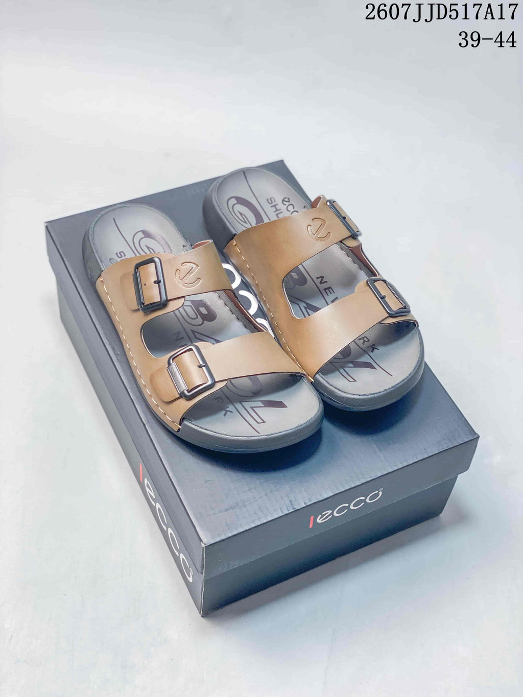 ECCO Double-Buckle Sandals Brown Black 2607JJD517A17