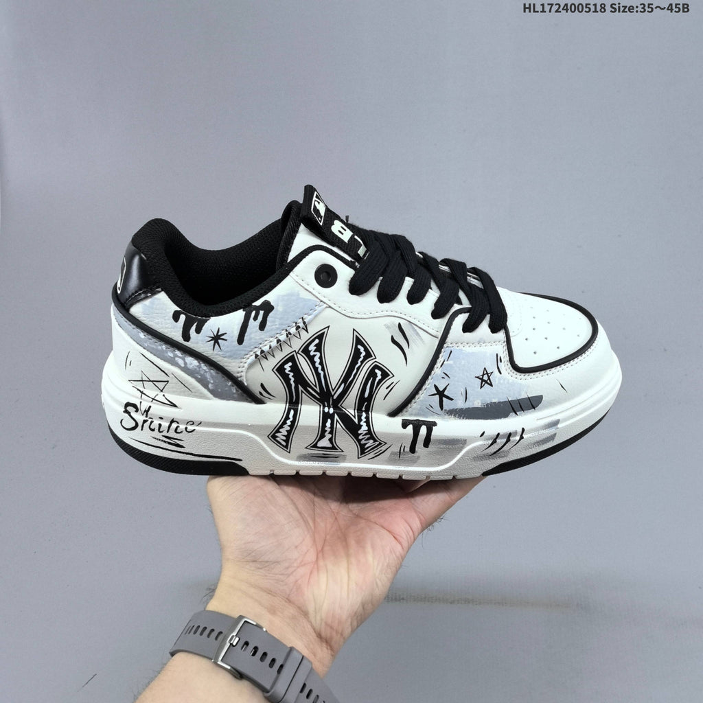MLB Chunky Liner Low-Top Sneakers, White and Pink