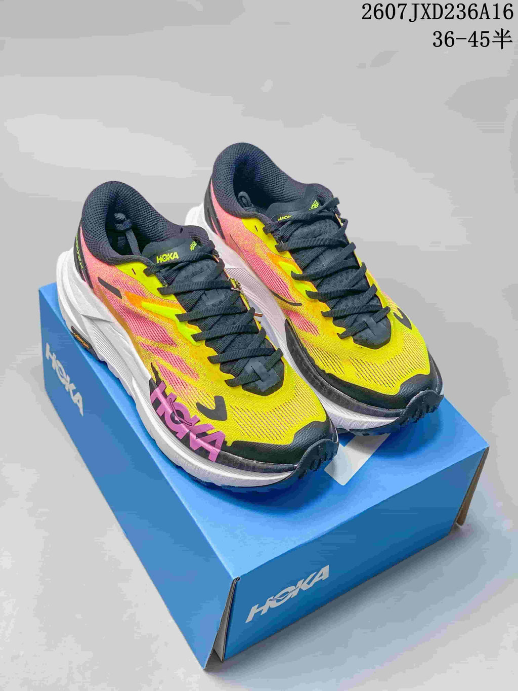 Hoka MAFATE X Trail Running Shoes Coral and Yellow
