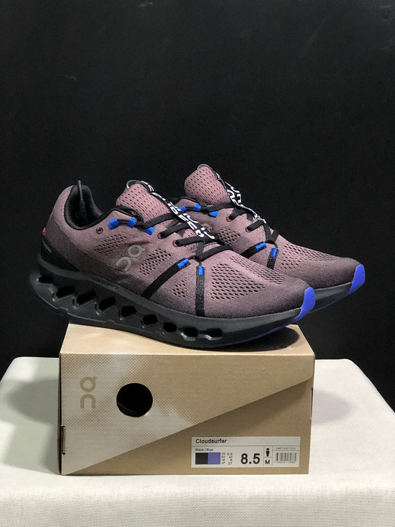On Cloudsurfer Running Shoes in Charcoal and Blue