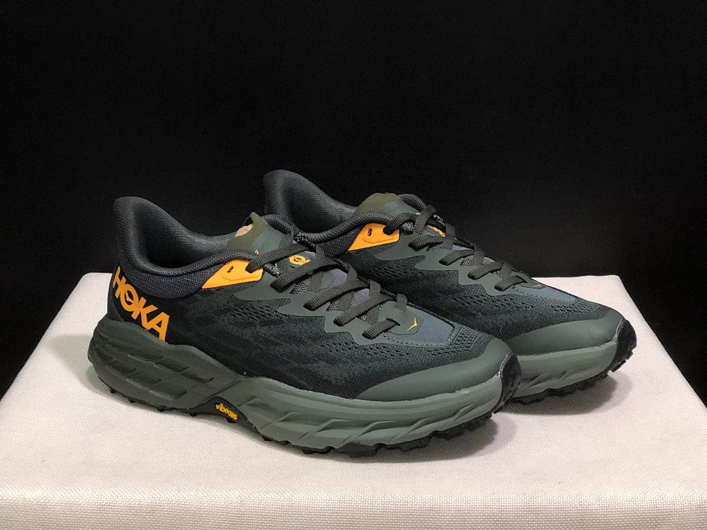 HOKA Speedgoat 5 Trail Running Shoes, Black and Olive