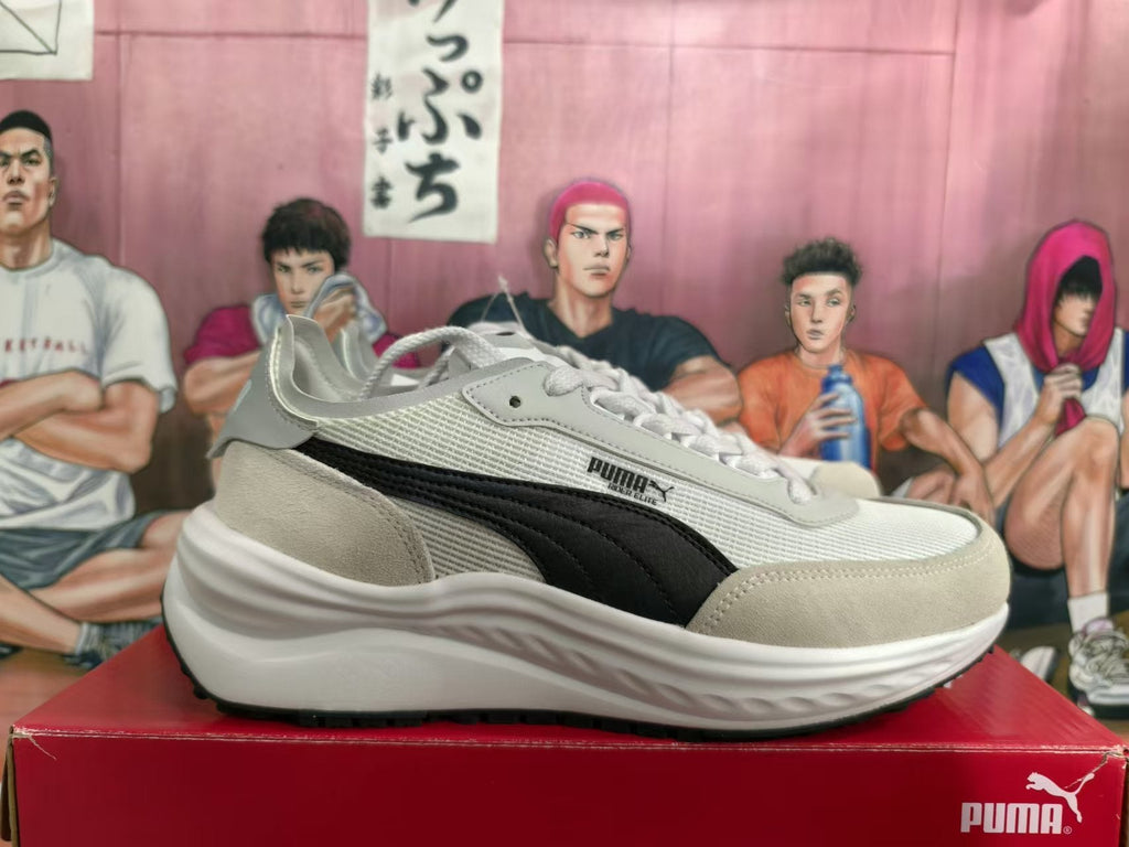 PUMA White and Black Running-Style Sneakers
