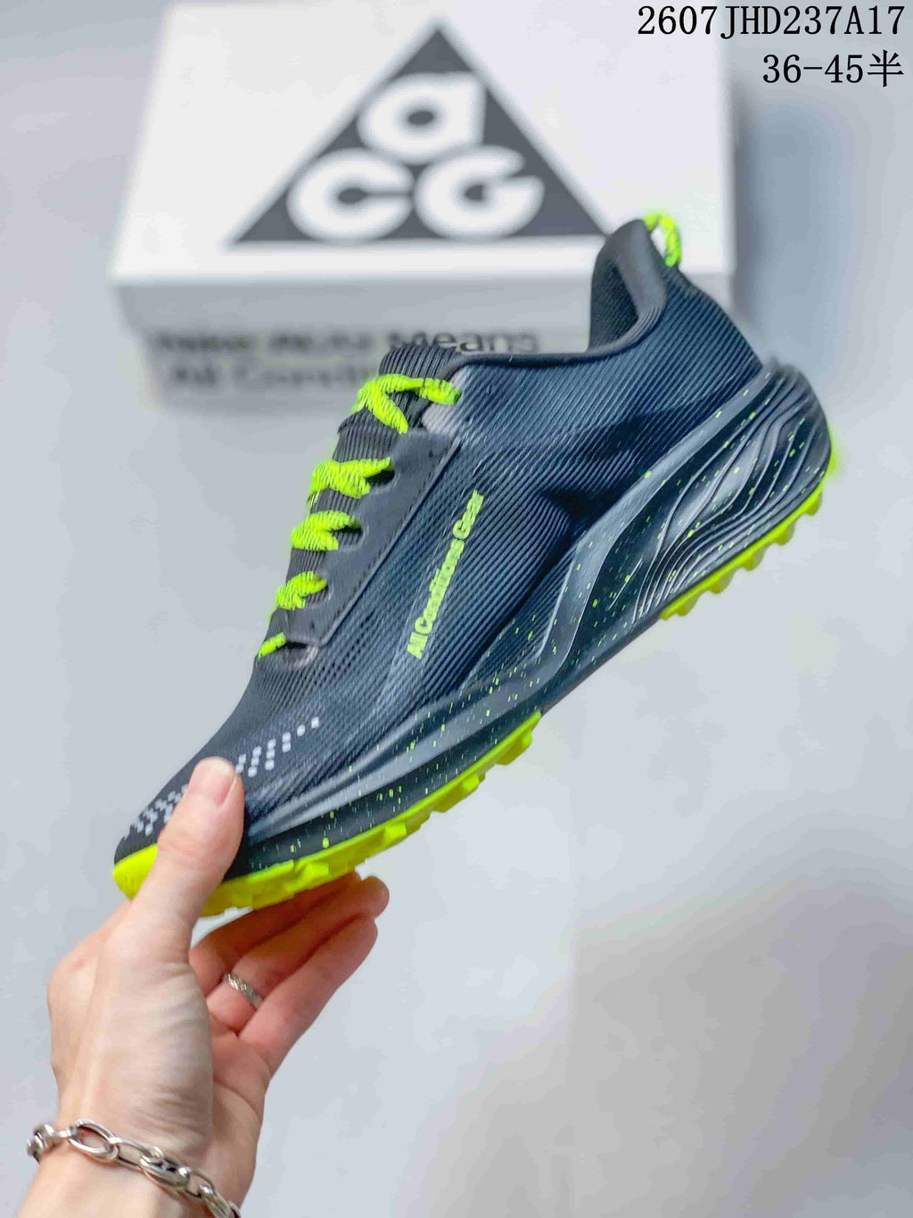 Nike ReactX Pegasus ACG Trail 6 Shoes, Dark Gray and Lime