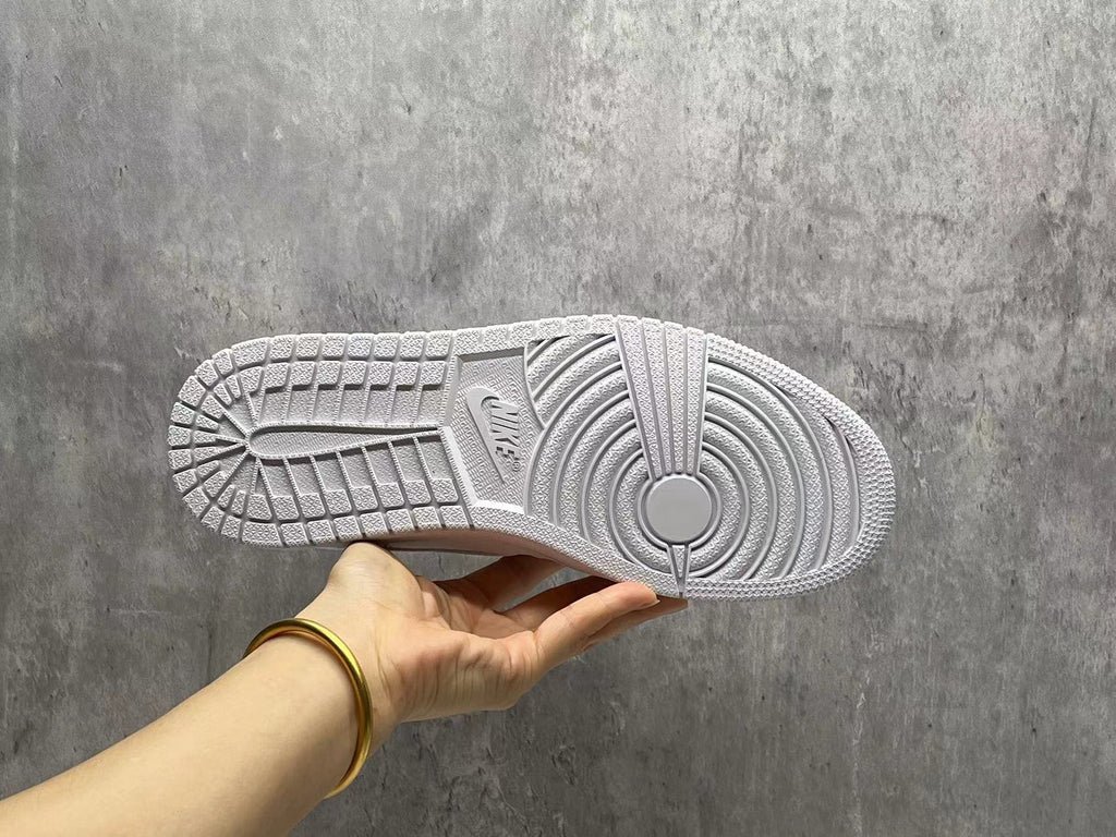 Jordan 1 Low White Sneaker with Swoosh Detail