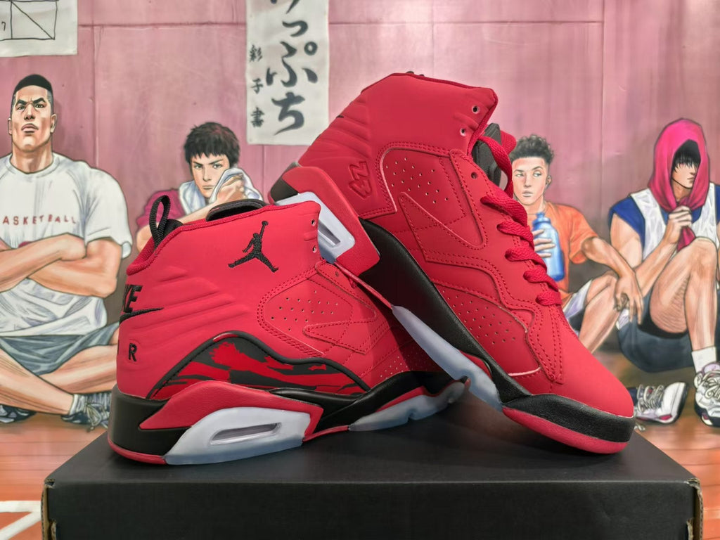 Jordan 6 Retro Red and Black High-Top Sneakers