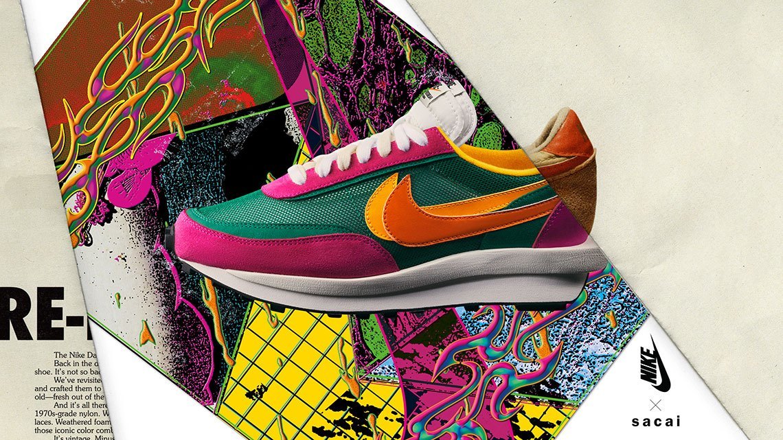 Nike LDV Waffle Sacai BV0073-301 Green Pink Sneakers