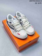 Nike SB Dunk Low LV-Inspired Low-Top Sneakers in White and Grey