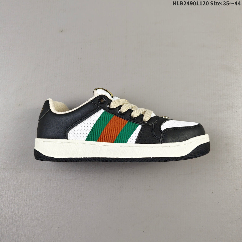 Gucci Screener Low-Top Sneakers in Black and White