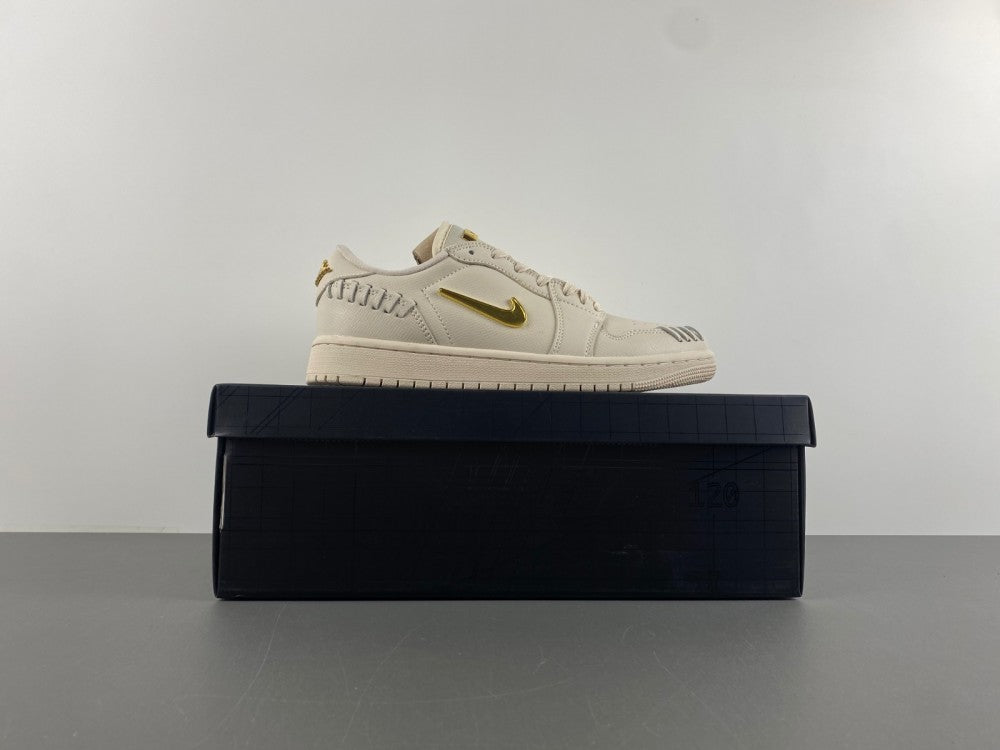 Air Jordan 1 Low Cream and Gold Sneakers FN5032-200