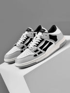 AMIRI Gray and White Low-Top Sneakers with Black Accents