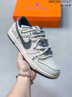 Nike SB Dunk Low White Black Double-Strap Sneakers