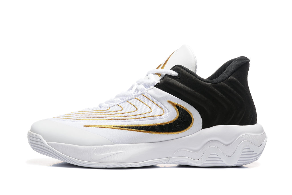 Nike Zoom Freak 5 Basketball Shoes White Black Gold