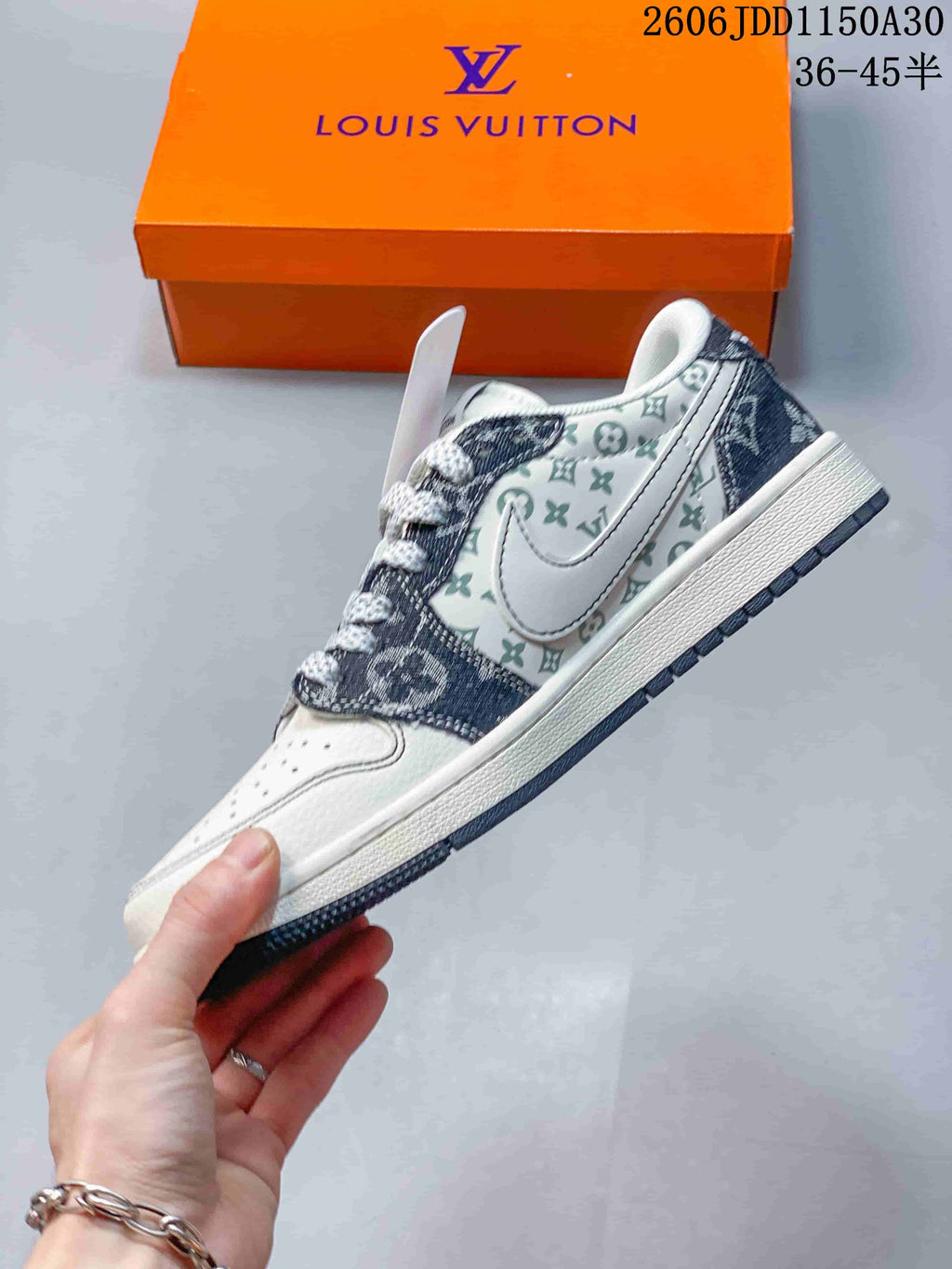 Jordan Air Jordan 1 Low OG SP Sneakers, White and Denim Print