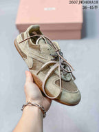 Miu Miu Gymnasium Low-Top Sneakers Beige Sage 2607JWD408A18