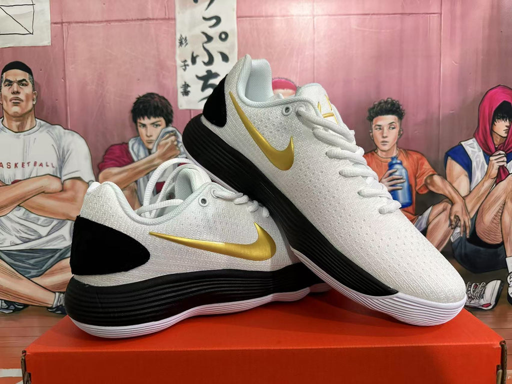 Nike Basketball Shoes White Black Gold