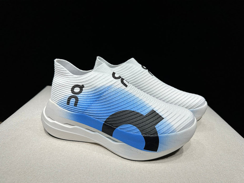 On Cloudboom Strike LS Running Shoes, White and Blue