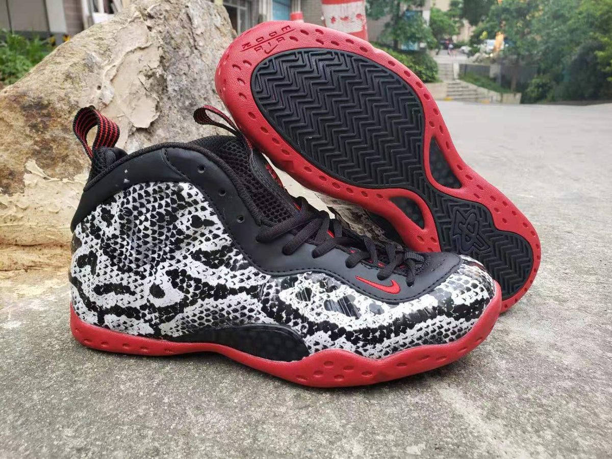 Nike Air Foamposite Pro Snake Print Sneakers Black Red