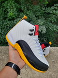 Air Jordan 12 White Black Yellow High-Top Sneakers