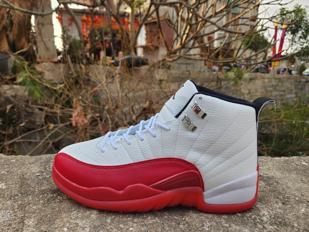 Jordan Air Jordan 12 White and Red High-Top Sneakers